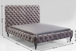 KARE Bett Desire Hoch Silbergrau 180x200 cm