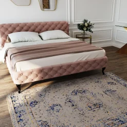 KARE Bett Desire Velvet Ecru 180x200cm