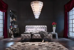 KARE Bett Desire Velvet Silbergrau 180x200 cm