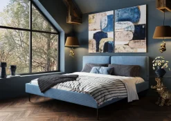 KARE Bett East Side Cord Blau 160x200cm