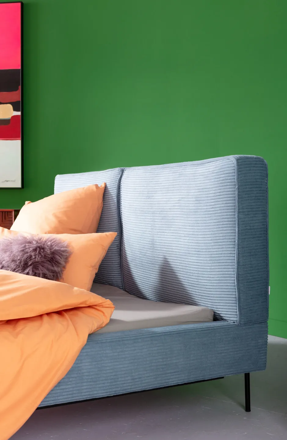 KARE Bett East Side Cord Blau 160x200cm