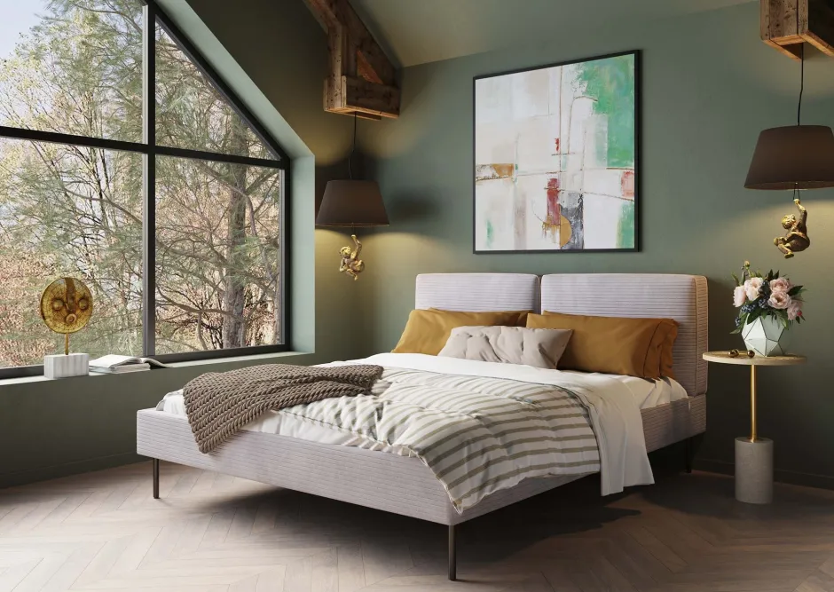 KARE Bett East Side Cord Grau 160x200cm