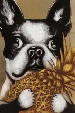 KARE Bild Touched Dog with Pineapple 80x80cm