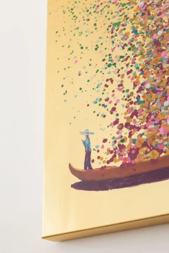 KARE Bild Touched Flower Boat Gold Pink 80x100cm