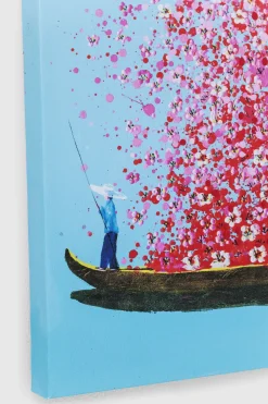 KARE Bild Touched Flower Boat Blau Pink 80x100cm