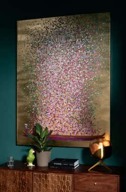 KARE Bild Touched Flower Boat Gold Pink 120x160cm