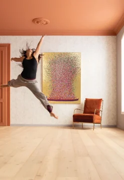 KARE Bild Touched Flower Boat Gold Pink 120x160cm