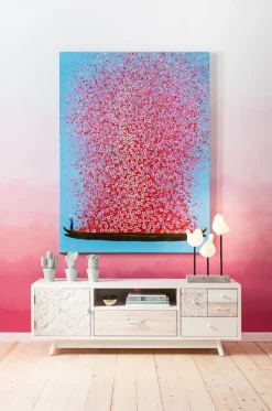 KARE Bild Touched Flower Boat Blau Pink 120x160cm