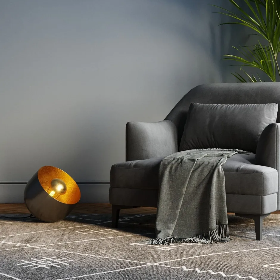 KARE Bodenleuchte Apollon Smooth Schwarz Ø28cm