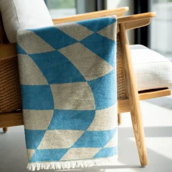 KARE Decke Checker Blau Grün 170x130cm