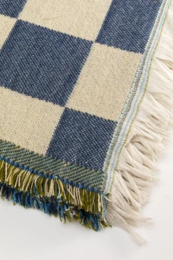 KARE Decke Checker Blau Grün 170x130cm