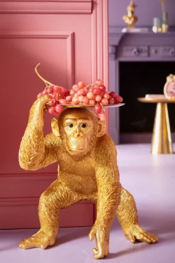 KARE Deko Figur Butler Playing Chimp Gold 52cm