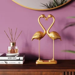 KARE Deko Figur Flamingo Love Gold 39cm