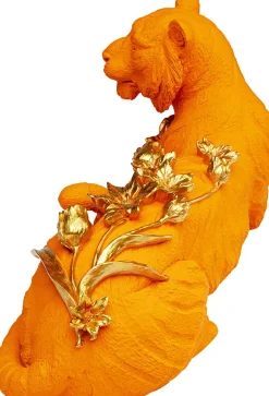 KARE Deko Figur Flower Leopard Orange 26cm