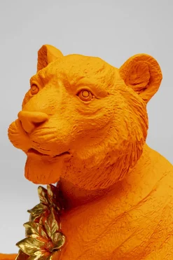KARE Deko Figur Flower Leopard Orange 26cm
