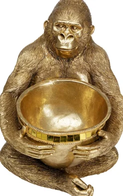 KARE Deko Figur Gorilla Holding Bowl Gold 41cm
