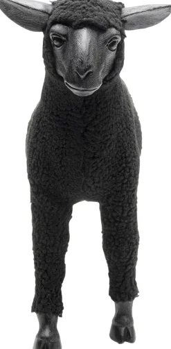 KARE Deko Figur Happy Sheep Wool Schwarz 37cm