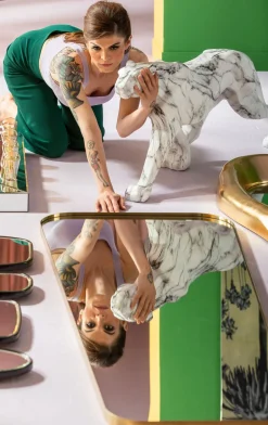 KARE Deko Figur Leopard Marble 95cm