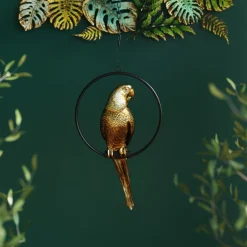 KARE Deko Figur Swinging Parrot Gold