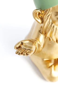 KARE Deko Figur Zwerg Meditation Gold Grün 19cm