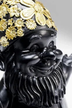 KARE Deko Figur Zwerg Meditation Schwarz Gold 19cm