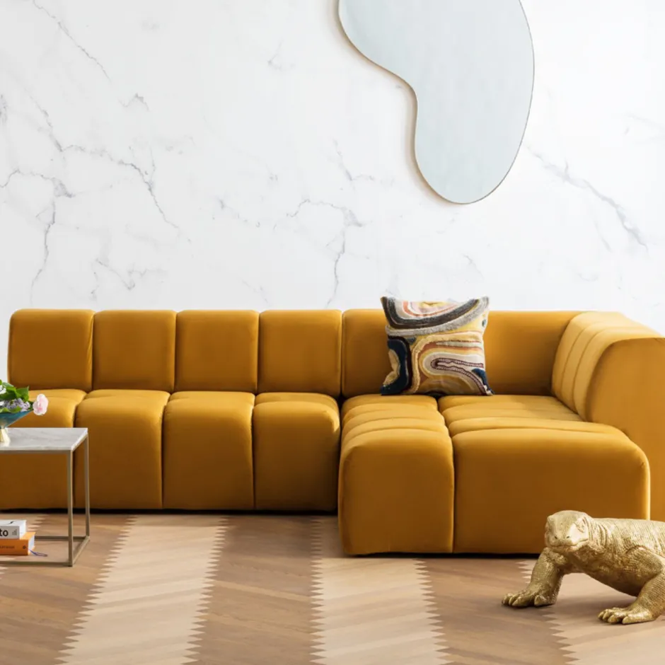 KARE Ecksofa Belami Velvet Amber Rechts