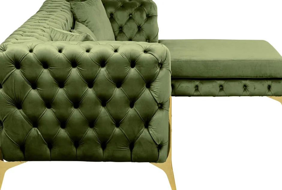 KARE Ecksofa Bellissima Velvet Grün Rechts