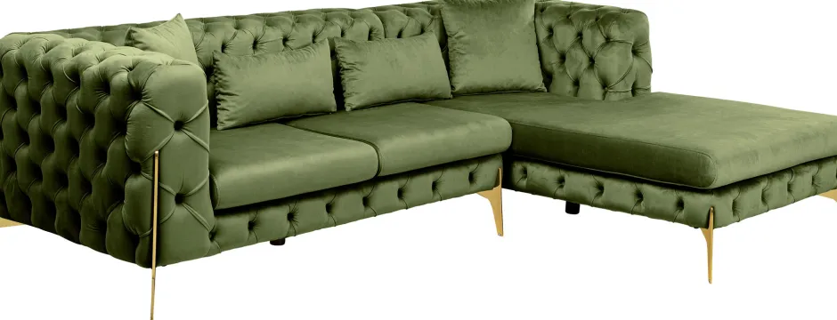 KARE Ecksofa Bellissima Velvet Grün Rechts