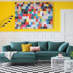 KARE Ecksofa Gianni Velvet Dunkelgrün Rechts Schwarz