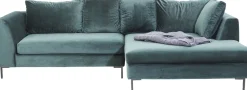 KARE Ecksofa Gianni Velvet Dunkelgrün Rechts Schwarz