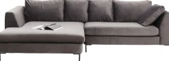 KARE Ecksofa Gianni Velvet Grau Links Schwarz