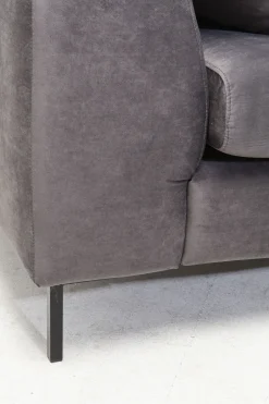 KARE Ecksofa Gianni Velvet Grau Rechts Schwarz