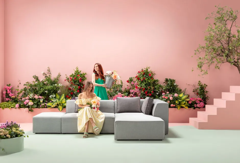 KARE Ecksofa Infinity Ottomane Grau Rechts