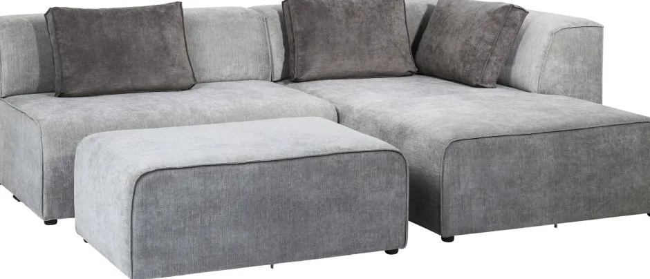KARE Ecksofa Infinity Ottomane Grau Rechts