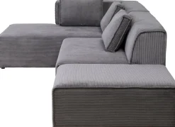 KARE Ecksofa Infinity Ottomane Cord Grau Links