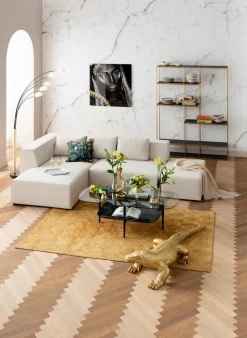 KARE Ecksofa Infinity Ottomane Creme Links