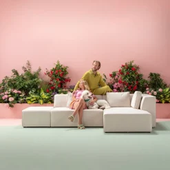 KARE Ecksofa Infinity Ottomane Creme Links