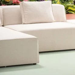 KARE Ecksofa Infinity Ottomane Creme Links