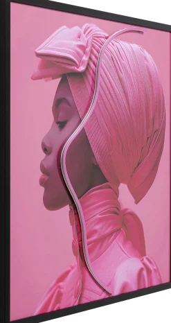 KARE Gerahmtes Bild Pink Woman LED 80x80cm