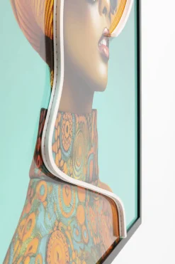 KARE Gerahmtes Bild Sun Hat Woman Gelb LED 80x80cm