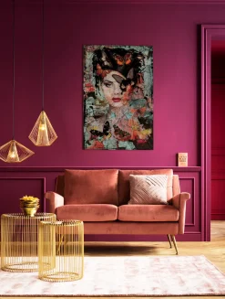 KARE Glasbild Lady Butterfly 100x150cm