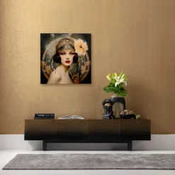 KARE Glasbild Muse Art Nouveau 100x100cm