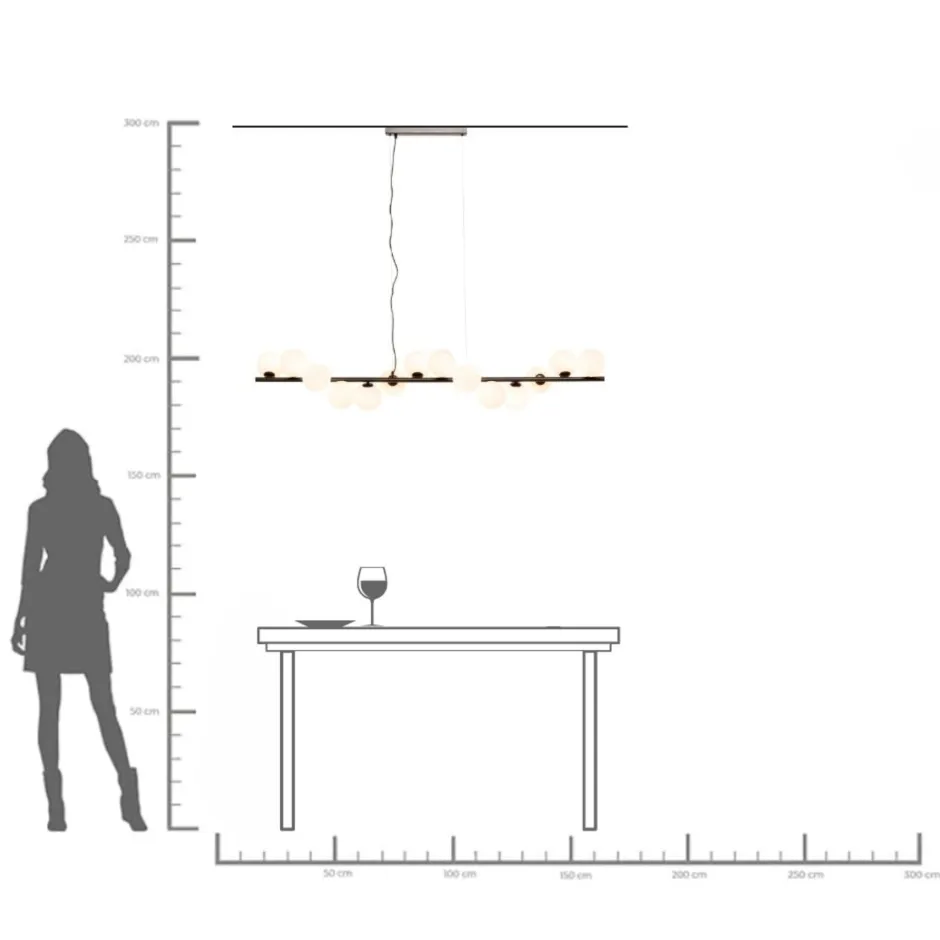 KARE Hängeleuchte Scala Balls Milky Schwarz 150cm