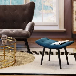 KARE Hocker Black Vicky Velvet Petrol 59x37cm