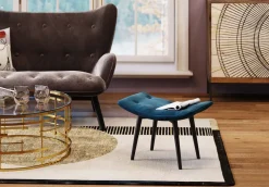 KARE Hocker Black Vicky Velvet Petrol 59x37cm