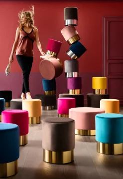 KARE Hocker Cherry Dunkelgrün Brass Ø35cm