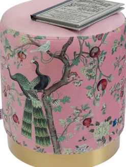 KARE Hocker Cherry Peacock Brass Ø32cm