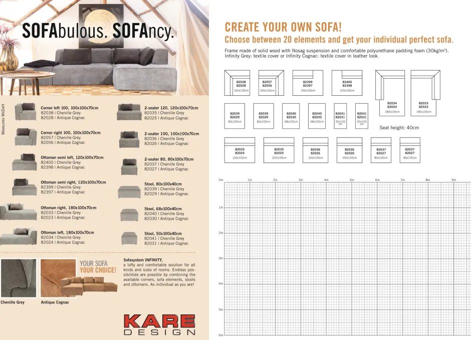 KARE Infinity 2-Sitzer 100 Elements Grau