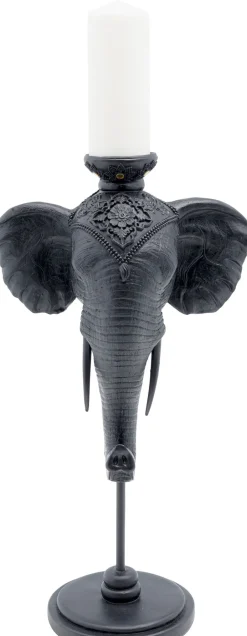 KARE Kerzenständer Elephant Head Schwarz 49cm