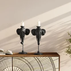 KARE Kerzenständer Elephant Head Schwarz 49cm